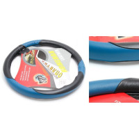 Чехол руля а/м кожаный 230-м blk/blue