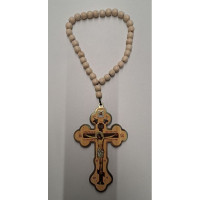 Чётки дерево светлое+крест большой высота 14см ch37