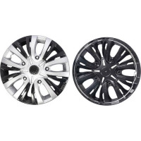 Колпаки колесные! 15' ''лион т'', серебристый/черный, карбон, компл.