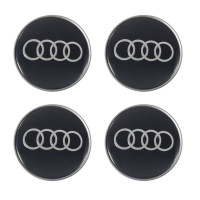 Наклейки на колпачки ступицы металлизированные(ком.4шт)ø60мм audi black (чёрный)