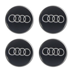 Наклейки на колпачки ступицы металлизированные(ком.4шт)ø60мм audi black (чёрный)