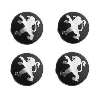 Наклейки на колпачки ступицы металлизированные(ком.4шт)ø60мм peugeot black (чёрный)