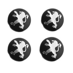 Наклейки на колпачки ступицы металлизированные(ком.4шт)ø60мм peugeot black (чёрный)