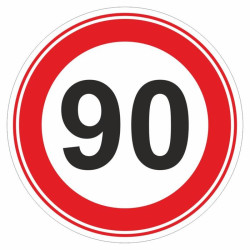 Наклейка ограничение скорости 90