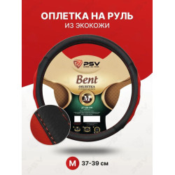 Оплетка на руль  psv bent fiber (черно-красный) м, экокожа