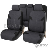 Чехлы экокожа+велюр черно-серый amulet