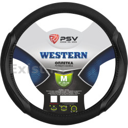 Оплетка на руль psv western (черный) m,экокожа + нубук + алькантара