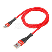 Кабель usb - type-c 15w 3a skyway в мягкой оплетке красный 1м